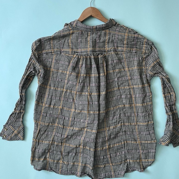Women's Free People Plaid Gauzy Cotton Oversized Button Up Shirt Boho Small S - Picture 13 of 15